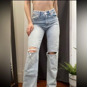 Mavi barcelona high rise straight leg distressed jeans